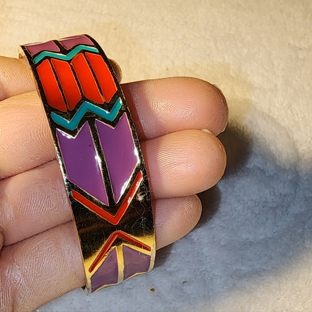 Ettika Enamel Statement Bangle Bold Geometric Des… - image 4